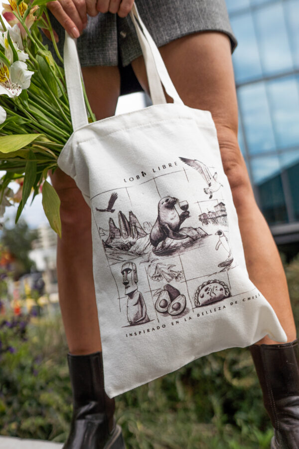 Tote de algodón con cuadritos